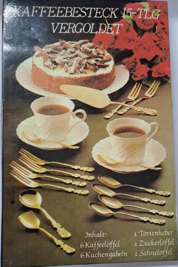 Kaffeebesteck 15-Piece Vergoldet Teaspoons & Cake forks. Germany Rose Pattern