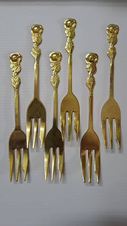 Kaffeebesteck 15-Piece Vergoldet Teaspoons & Cake forks. Germany Rose Pattern