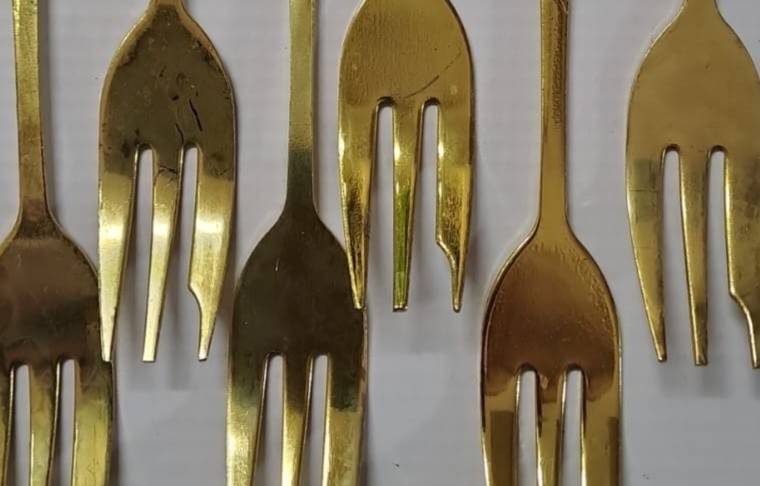Kaffeebesteck 15-Piece Vergoldet Teaspoons & Cake forks. Germany Rose Pattern