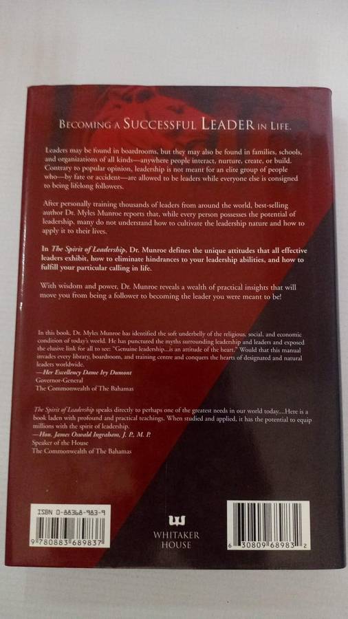 Book - Dr. Myles Munroe - The Spirit of leadership. (Hard cover).