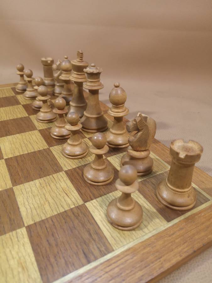 Beautiful Large Vintage Wooden Chess Set