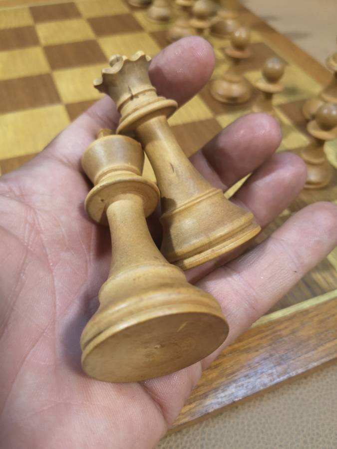 Beautiful Large Vintage Wooden Chess Set