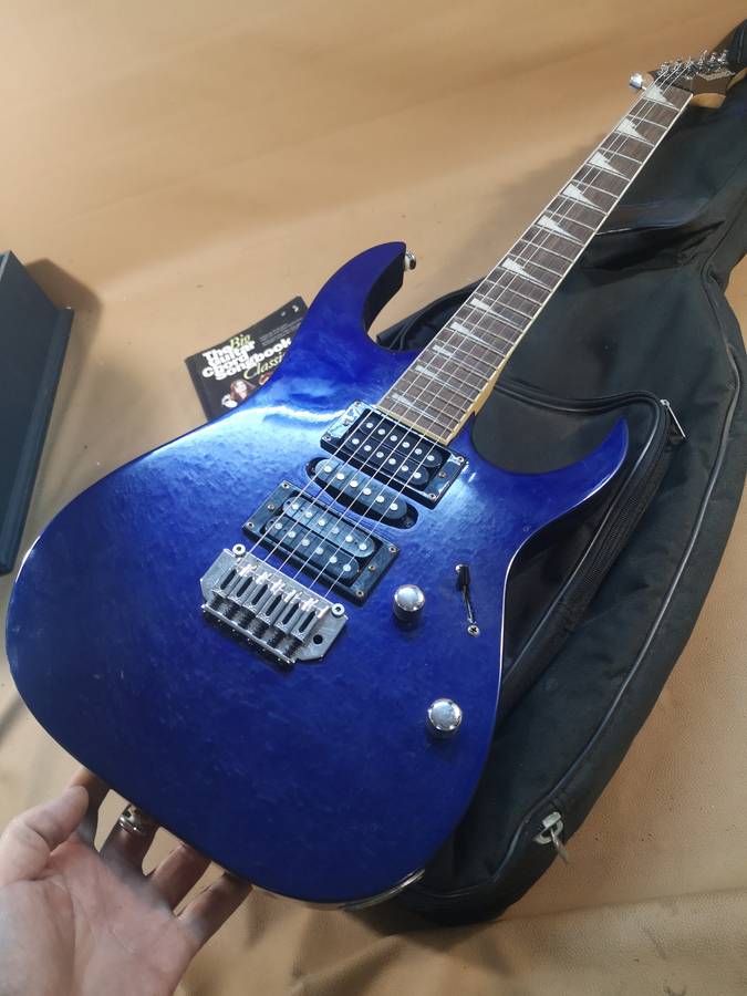 Ibanez Gio GRG170DX Jewel Blue Electric Guitar with Mother of Pearl Inlays