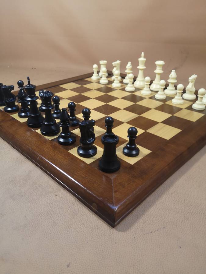 Very Large Beautiful Chess Set with a Handmade Solid Wood Game Board - 470mm