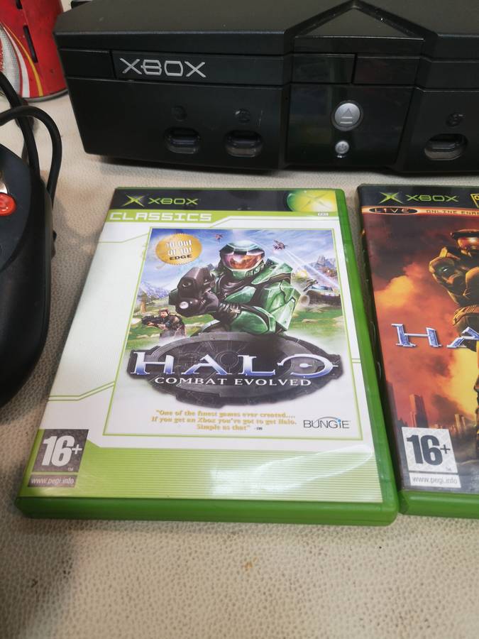 Vintage Original Xbox Console with controllers, cables and 2 Games - 100% Working