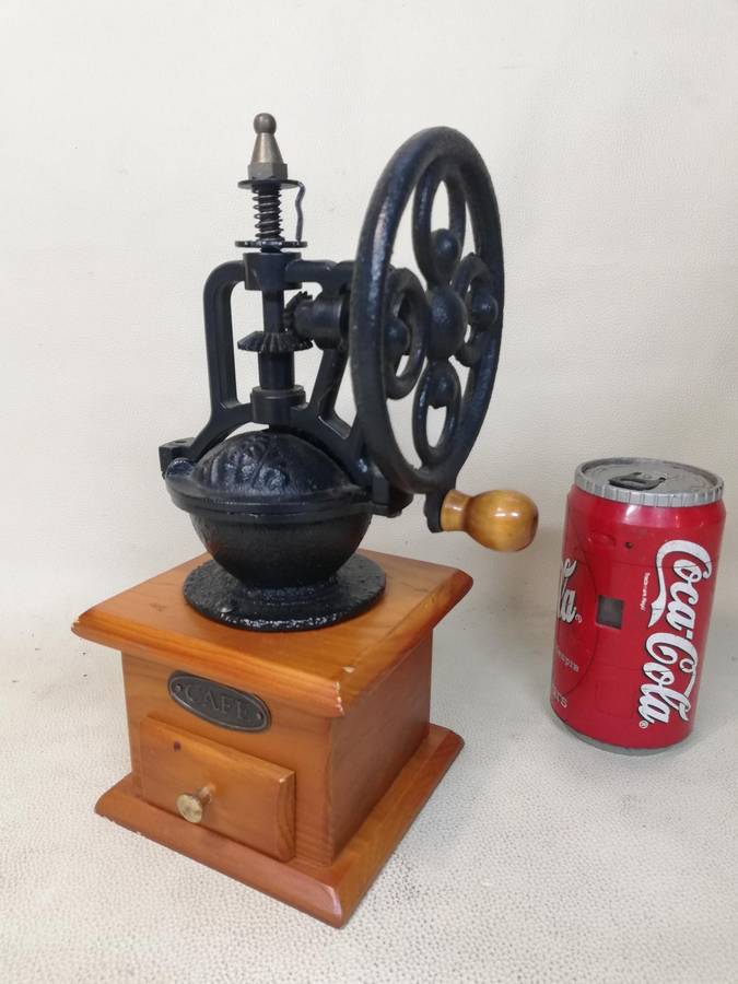 Giant Vintage Italian wooden and Cast Iron Coffee Grinder