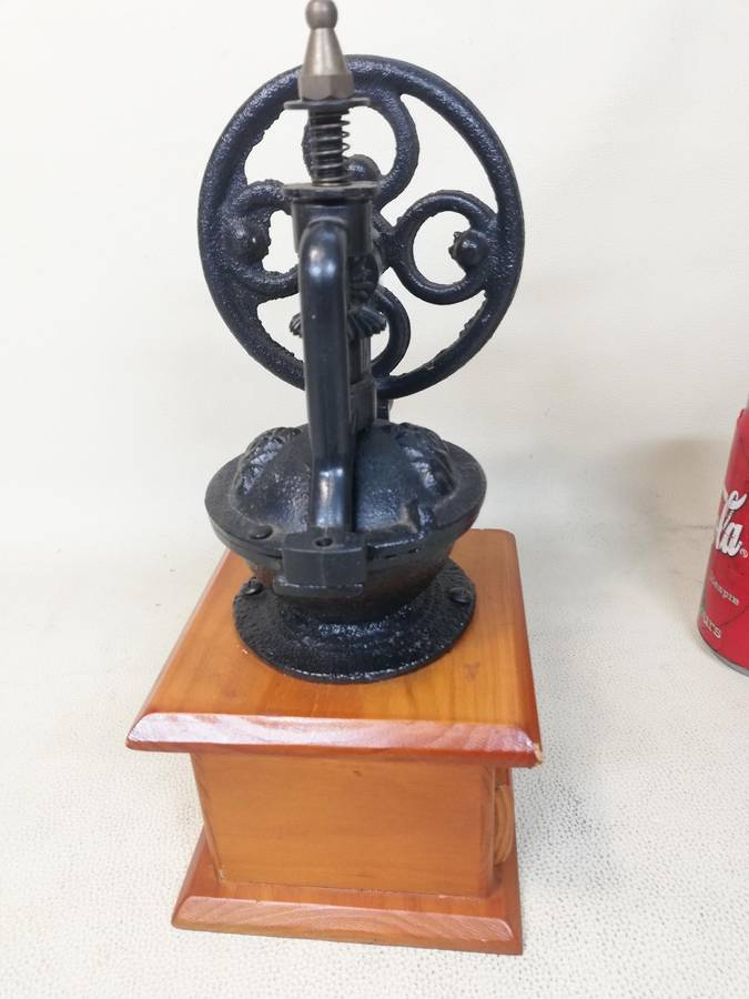 Giant Vintage Italian wooden and Cast Iron Coffee Grinder