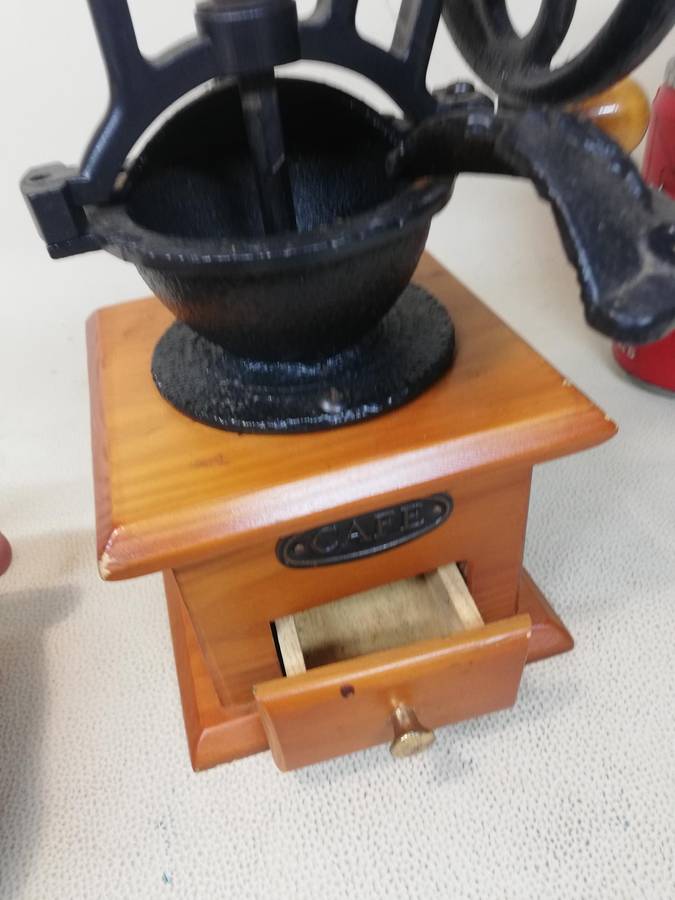 Giant Vintage Italian wooden and Cast Iron Coffee Grinder