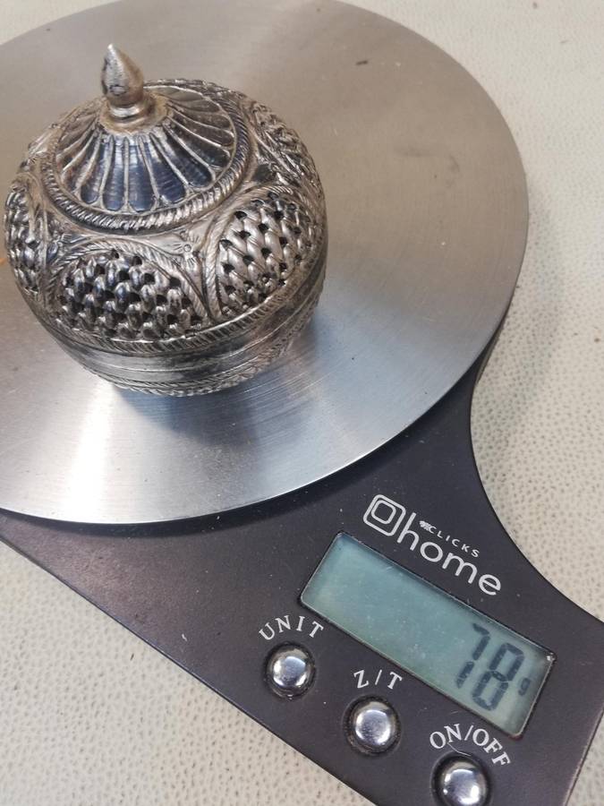 Antique 800 Silver Pill Box Marked - 78g