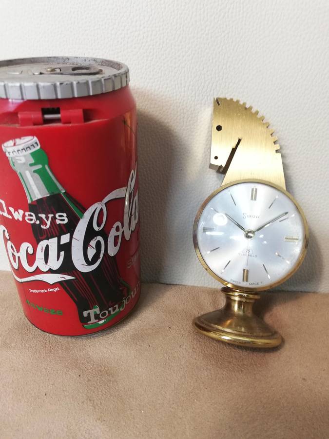 Vintage Swiza, 7 jewels - Swiss made - Messing Paardenhoofd klok