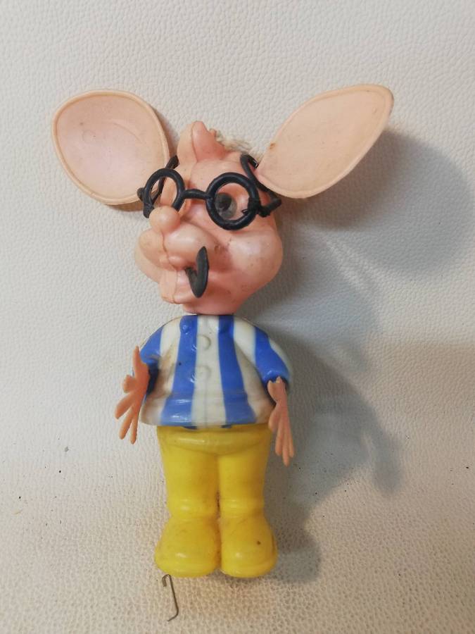 Vintage Topo Gigio Mouse Made in Hong Kong Plastic Figure Carnival Toy 50s/60s
