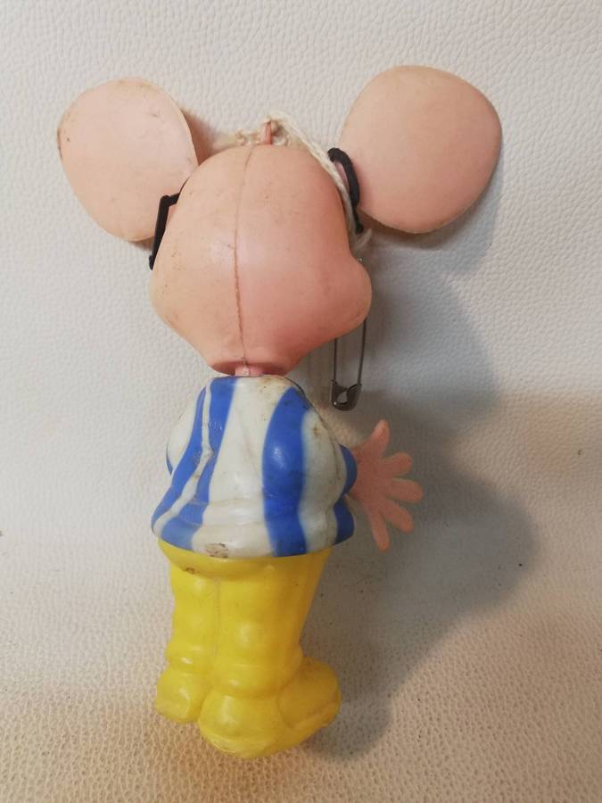 Vintage Topo Gigio Mouse Made in Hong Kong Plastic Figure Carnival Toy 50s/60s