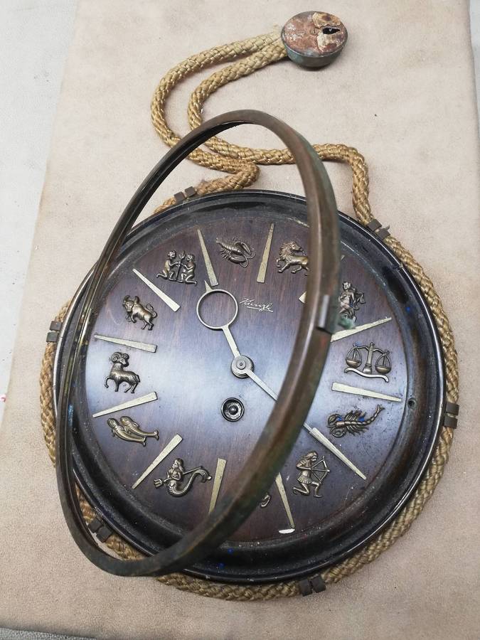 VINTAGE ART DECO KIENZLE ZODIAC SIGNS WALL CLOCK HEINRICH MOELLER