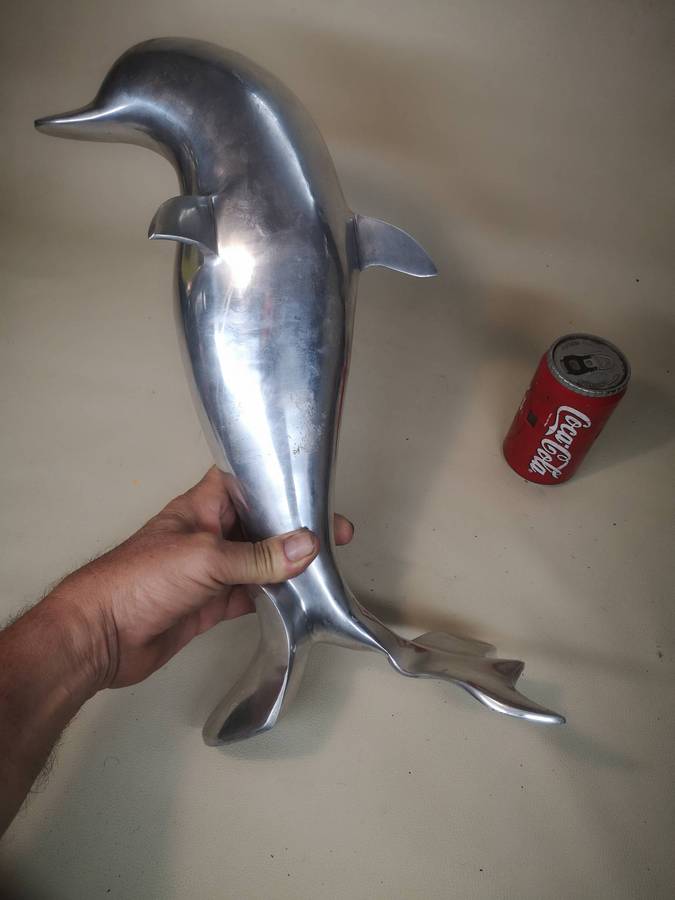 Magnificent Very Large (420mm) Metal Dolphin Sculpture
