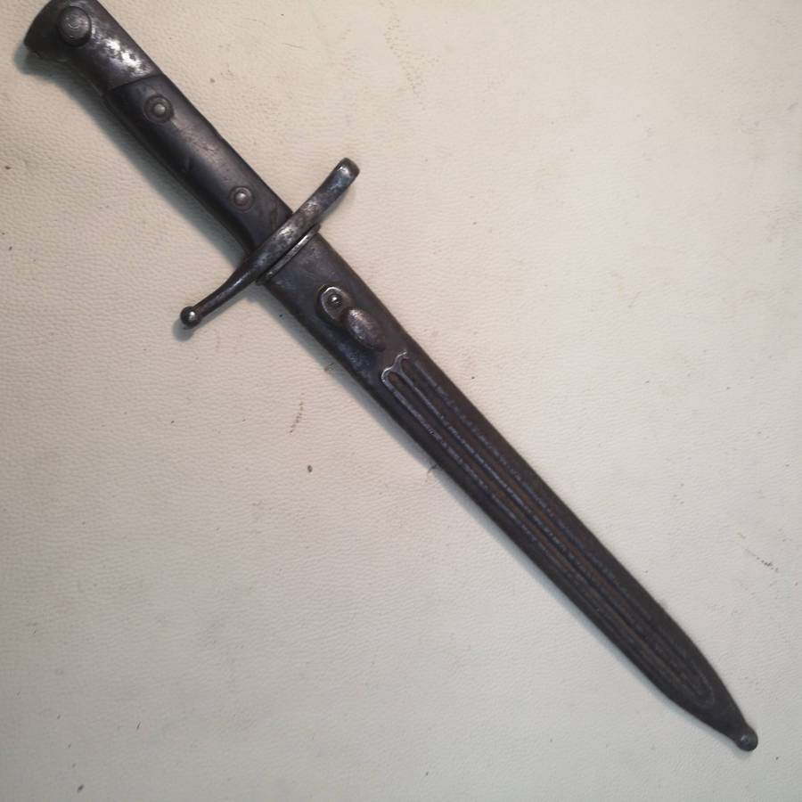 WWII Italian M1891 Carcano Rifle Bayonet w/ Metal Scabbard