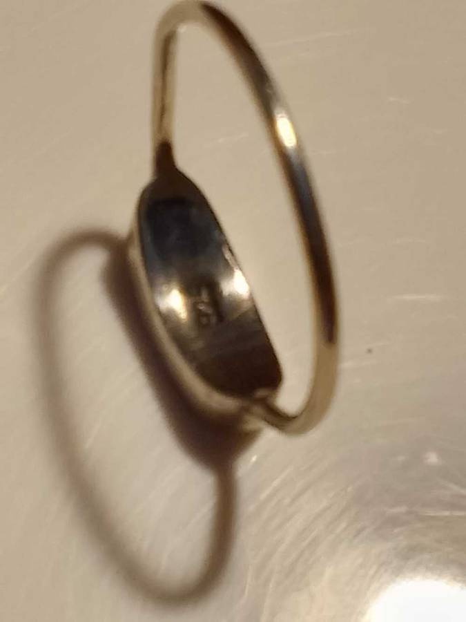 Sterling silver ring with white stone