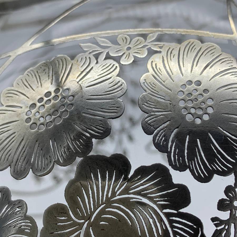 Large Glass Sterling Silver Overlay Water Jug (1940's)
