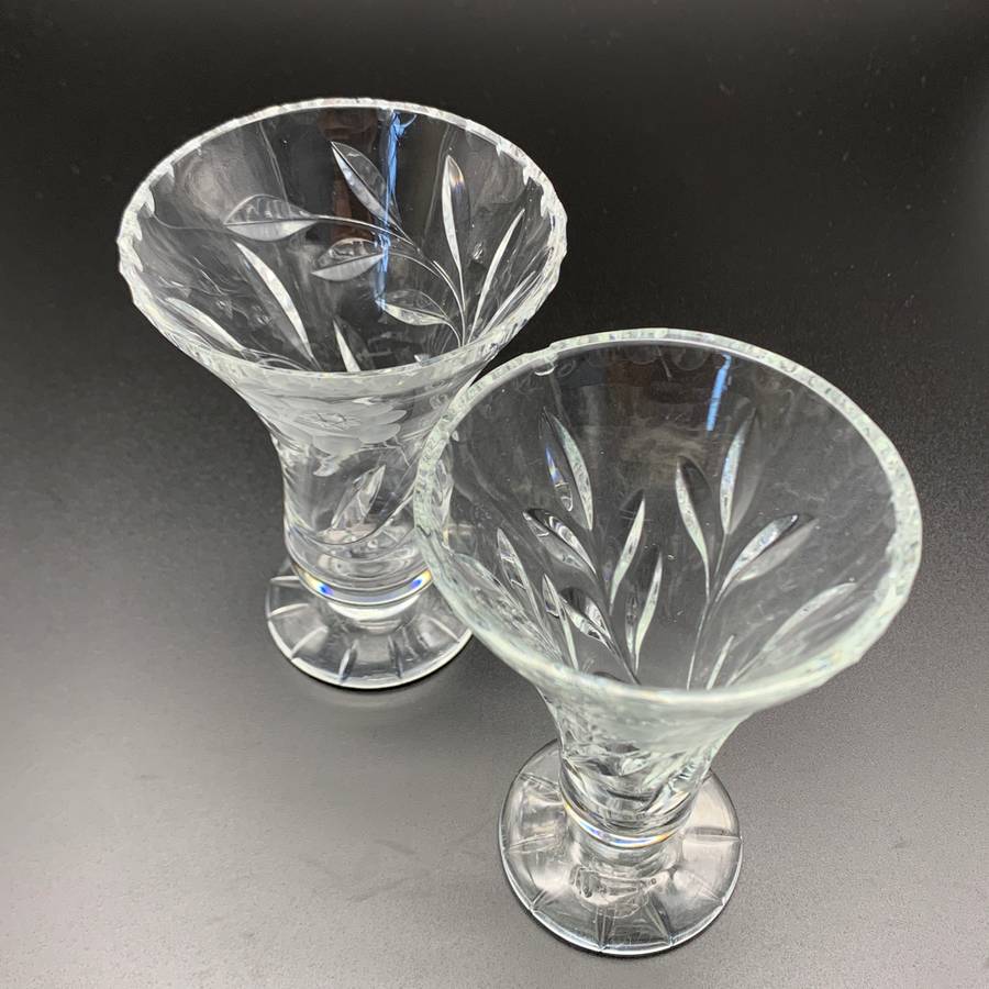 Early Small Pair Rose-Cut' Crystal Vases