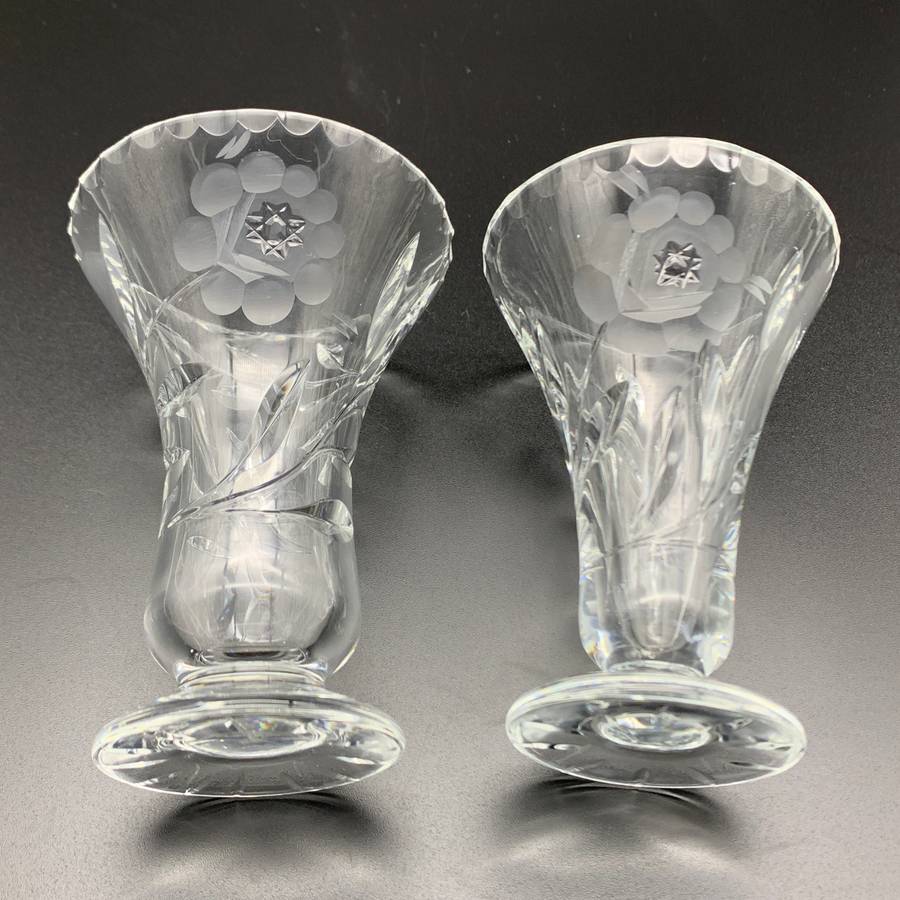 Early Small Pair Rose-Cut' Crystal Vases