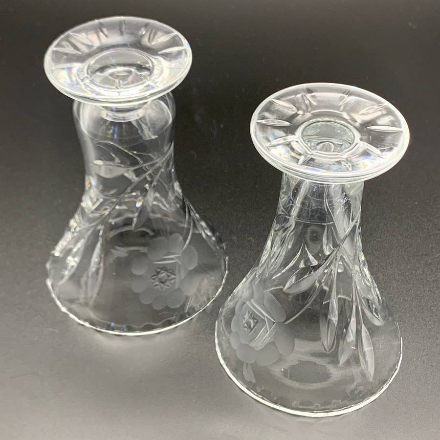 Early Small Pair Rose-Cut' Crystal Vases