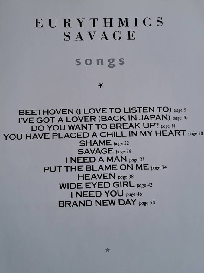 Savage: Songs by  - Eurythmics - 1988
