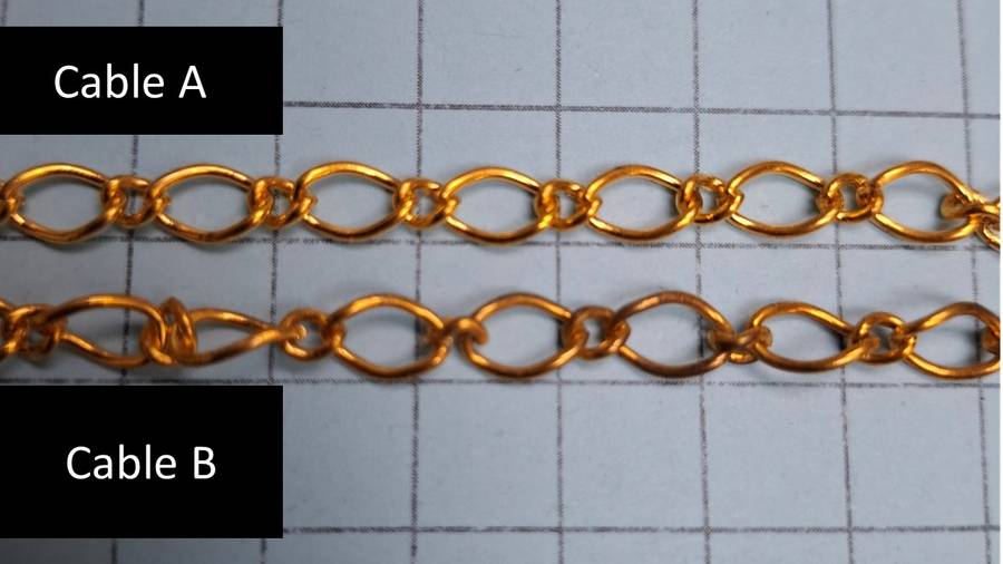 Cable B - Gold Tone Chain 300cm  - 8mm x 6mm -  no clasp