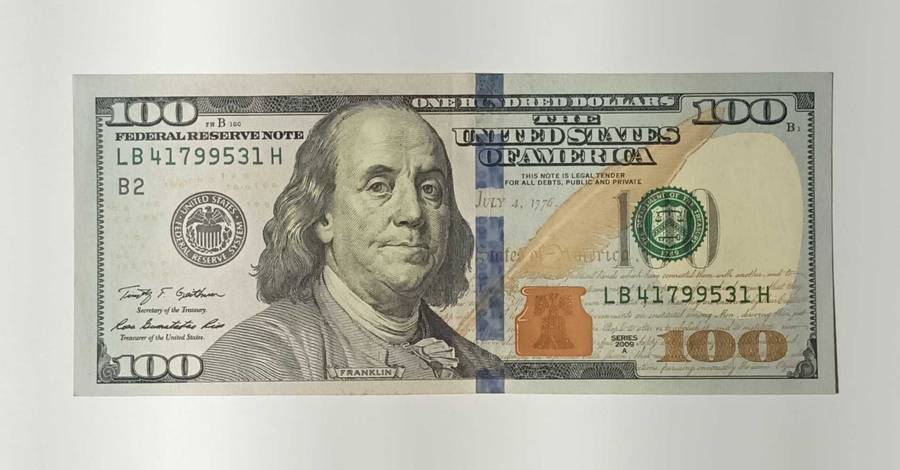 CURRENT UNITED STATES 100 DOLLAR BANKNOTE SERIAL NO. LB41799531H
