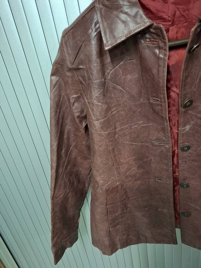 Vintage Burgundy Leather Jacket - Ladies Size S - Stunning Slim fit