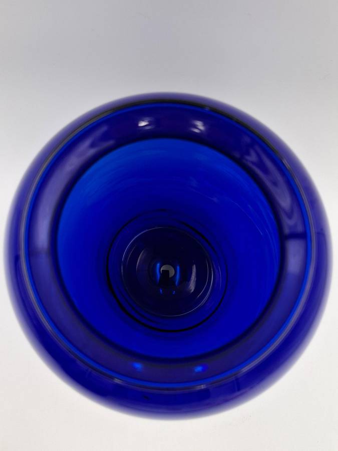 Cobalt Blue Glass Urn Vase - Vibrant Colour - 28cm H