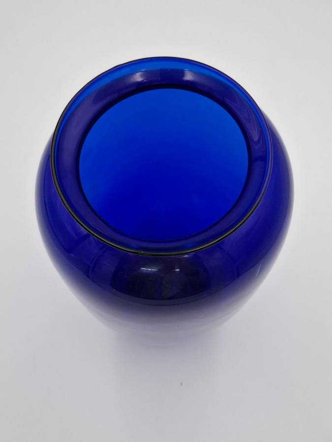 Cobalt Blue Glass Urn Vase - Vibrant Colour - 28cm H