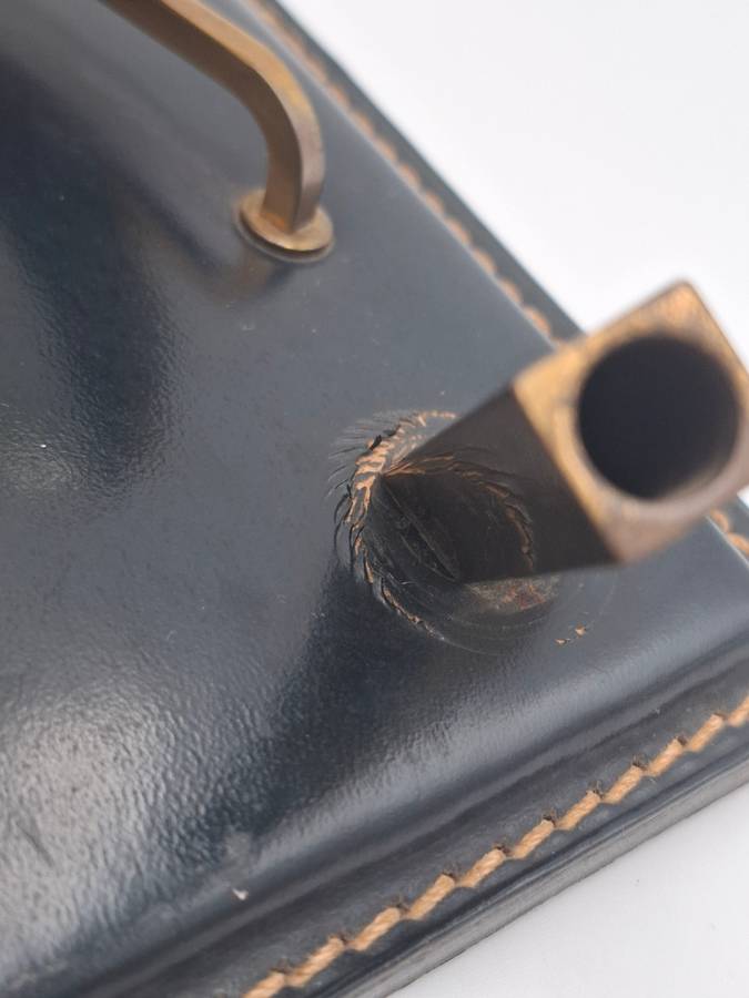 Vintage Leather Desktop French Calendar with Pen Holder