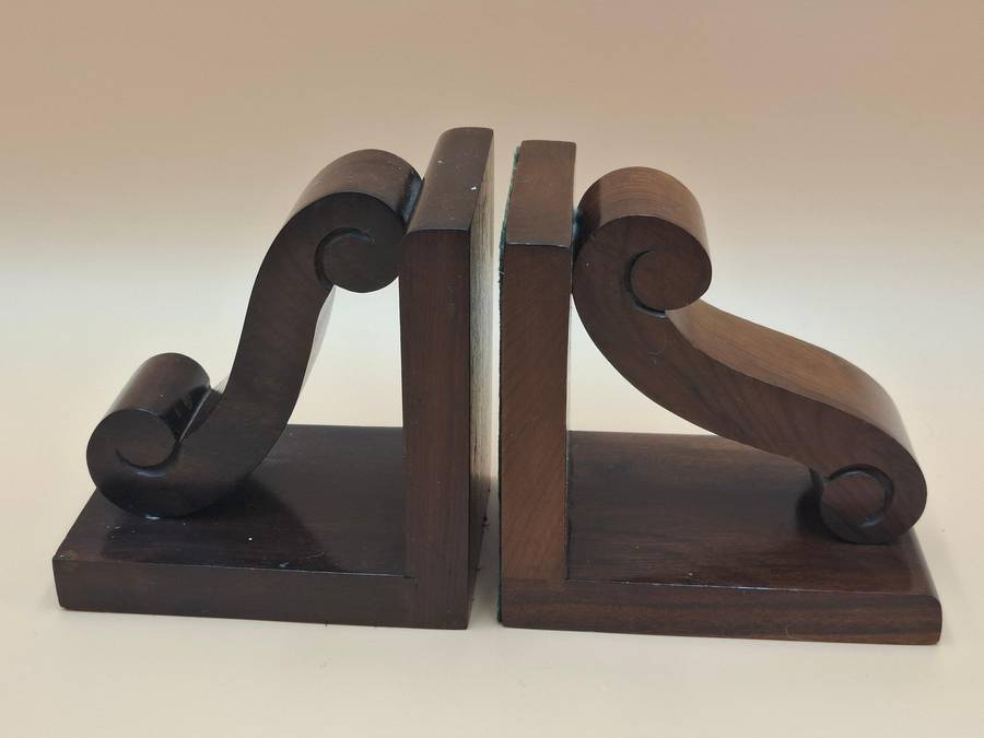 Vintage Pair of Wooden Scroll Book Rests
