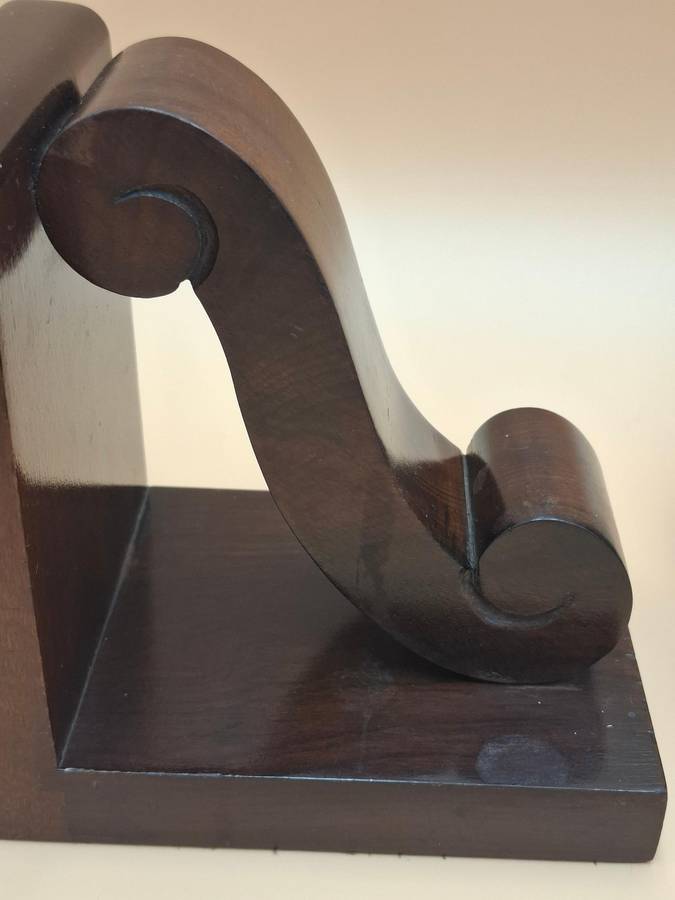 Vintage Pair of Wooden Scroll Book Rests