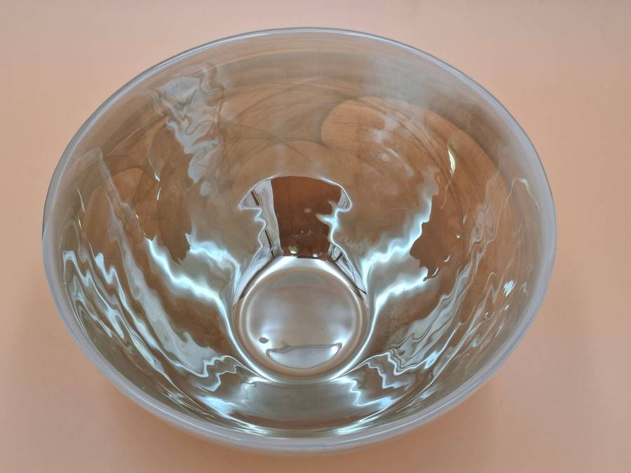 Vintage Artistic Swirl Glass Bowl with Pearl Opalescent Inner Finish - A stunning piece