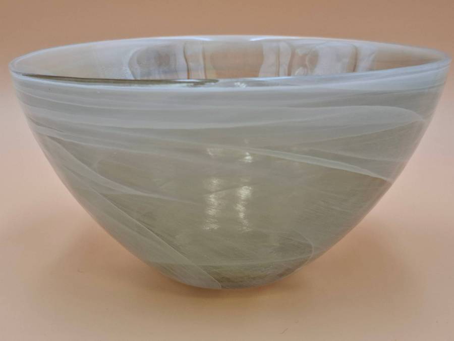 Vintage Artistic Swirl Glass Bowl with Pearl Opalescent Inner Finish - A stunning piece