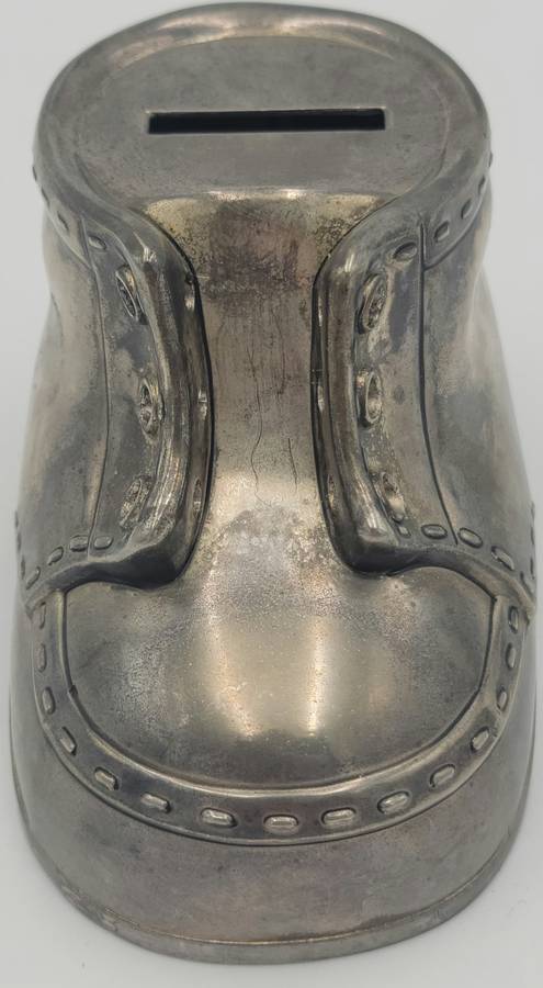 Vintage Silver Plated Baby Bootie Shoe Money Box - Great Condition