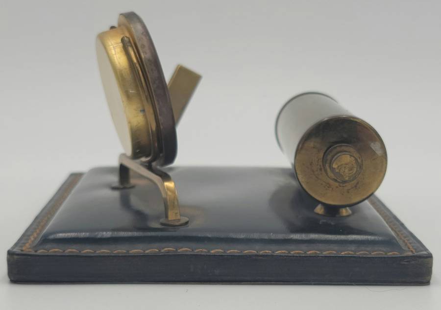 Vintage Leather Desktop French Calendar with Pen Holder
