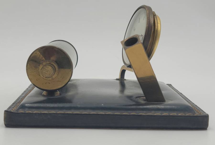 Vintage Leather Desktop French Calendar with Pen Holder