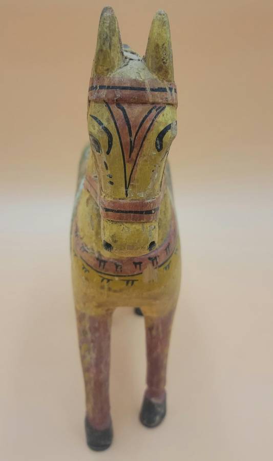 Vintage Hand Carved & Hand Painted Wooden Horse -  Indian Wedding Horse - 28cm H