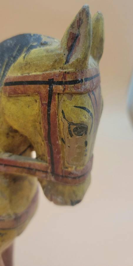 Vintage Hand Carved & Hand Painted Wooden Horse -  Indian Wedding Horse - 28cm H