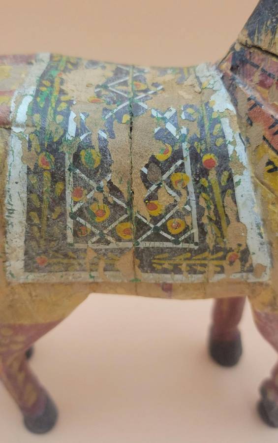 Vintage Hand Carved & Hand Painted Wooden Horse -  Indian Wedding Horse - 28cm H