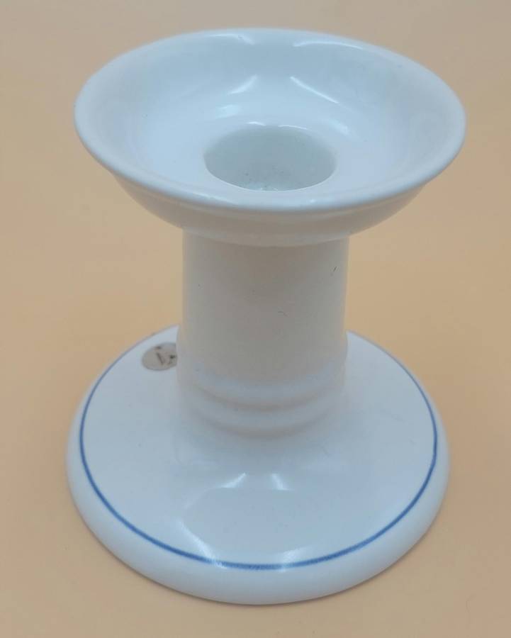 Vintage Ceramic Candle Stick with a Blue Flower