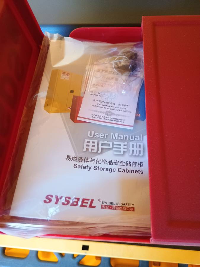 Sysbel Flammables Liquid and Chemicals Storage Cabinet 114Ltr with a Spillage Pallet