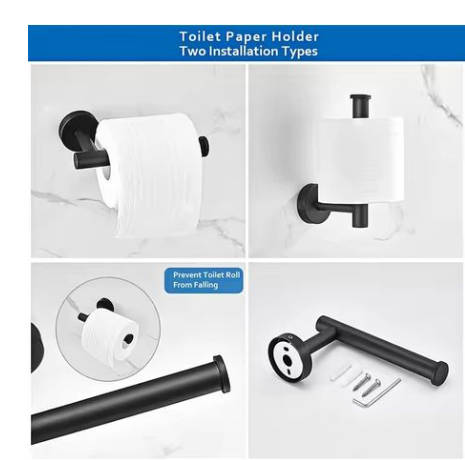 6  Piece Stainless steel Wall Mount Towel Rail & Bath Accessories Set