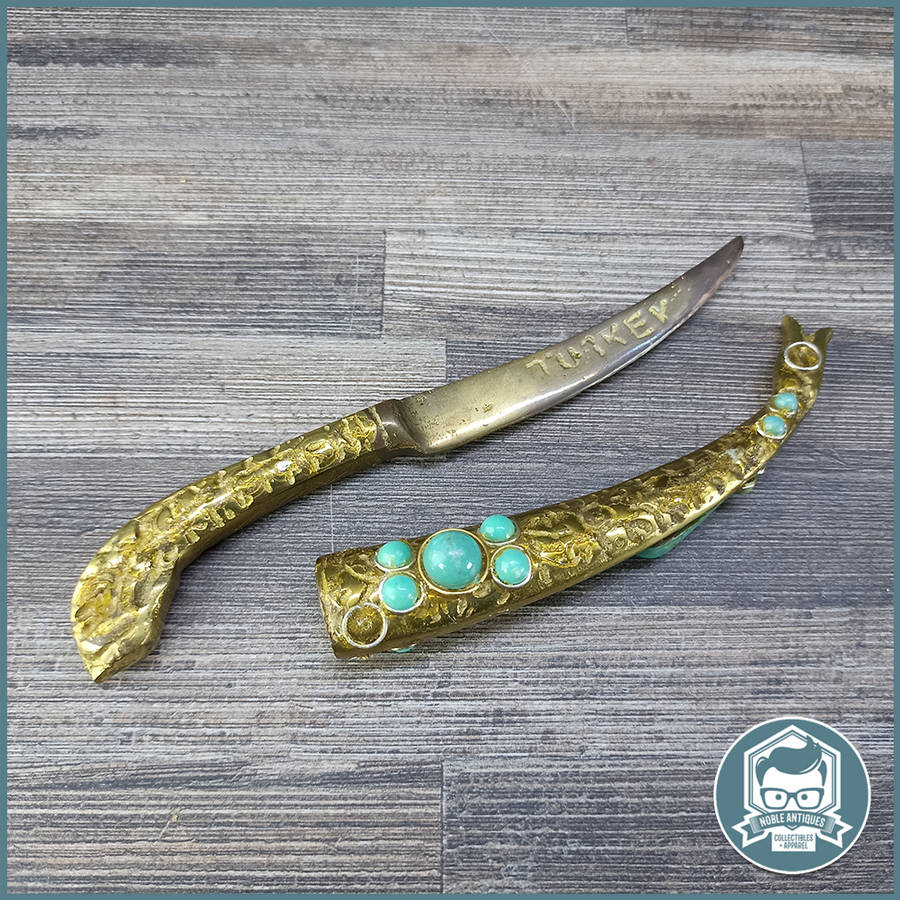 Vintage Brass Turkish Dagger and Sheath!!!