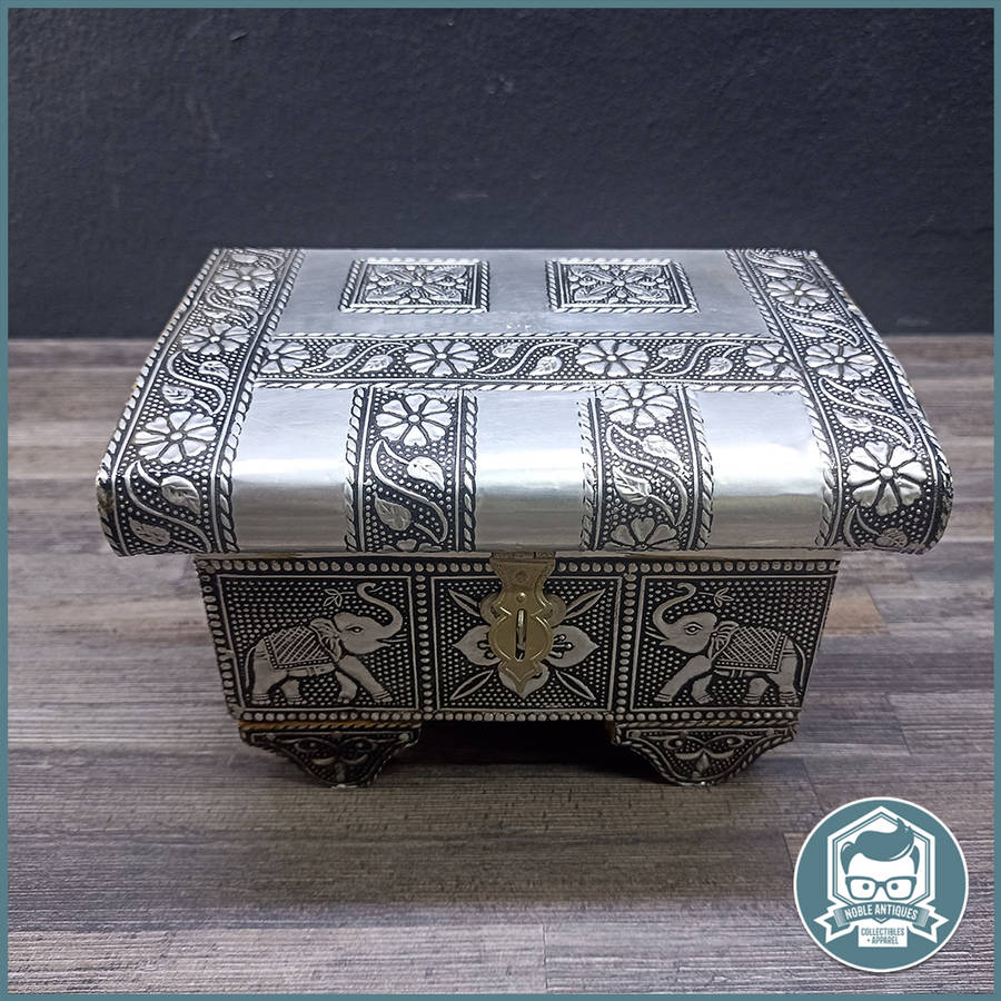 Middle Eastern Silver Elephant Jewelry Box With Velvet Lining!!!