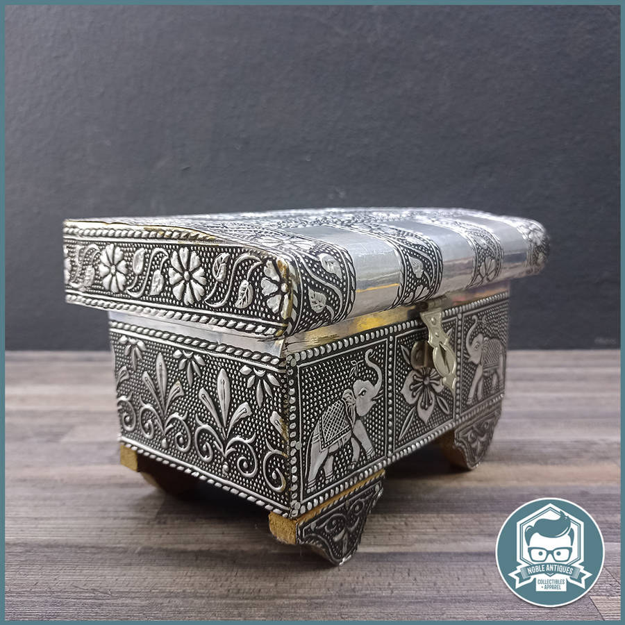 Middle Eastern Silver Elephant Jewelry Box With Velvet Lining!!!