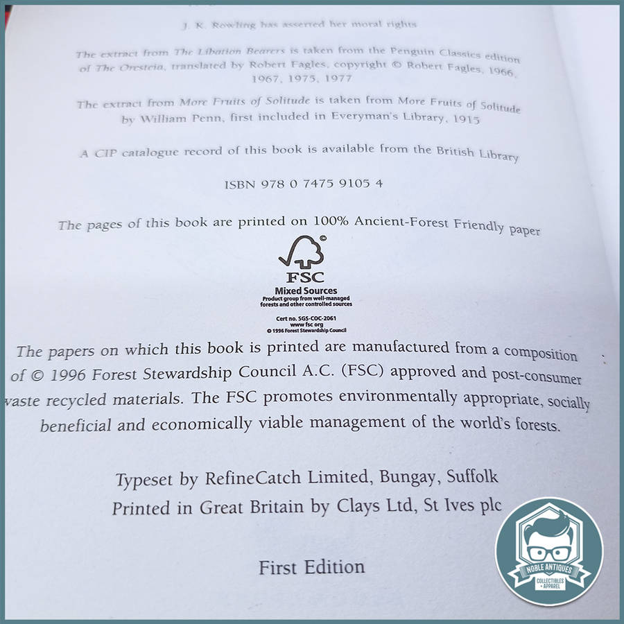 First Edition Hard Cover Harry Potter and the Deathly Hallows Novel by J. K. Rowling!!!