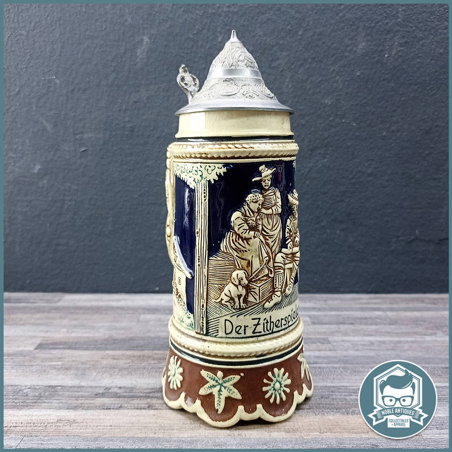 German Porcelain Der Zitherspieler Beer Stein!!!