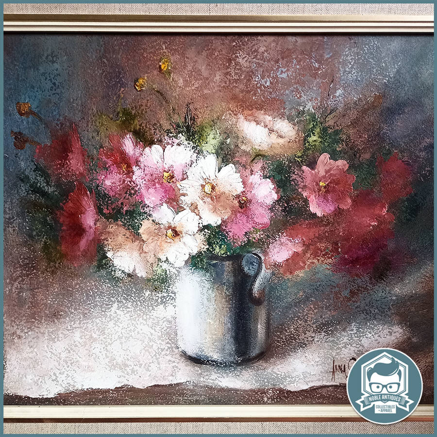 Framed Original Still life flowers Oil on Board by Anna Oosthuizen - 120cmx50cm